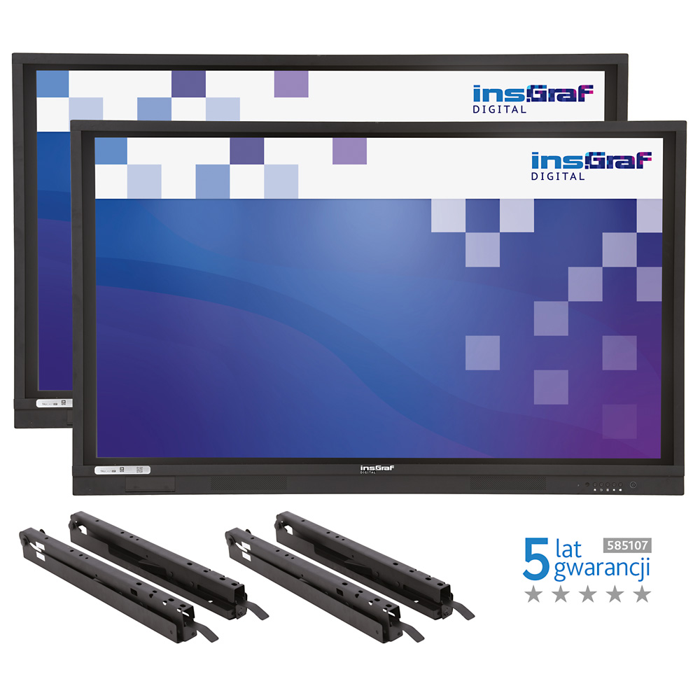 Dwa monitory interaktywne Insgraf Digital z 5-letnią gwarancją.